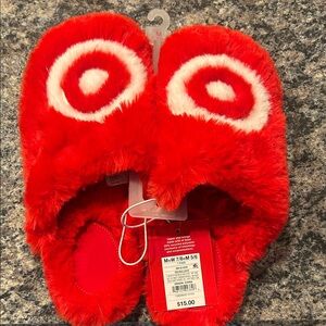 Wondershop Target Bullseye Red Fuzzy Slippers
